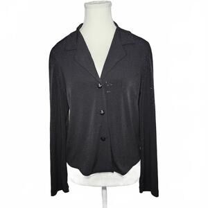 Perceptions New York Women's Black Blouse Sparkle Button Front Size 10